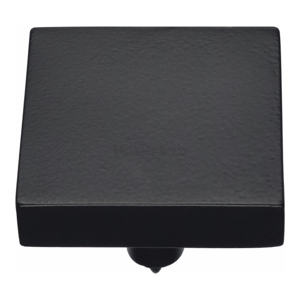 C3685 38-BKMT • 38 x 38 x 9 x 28mm • Matt Black • Heritage Brass Square Design Cabinet Knob